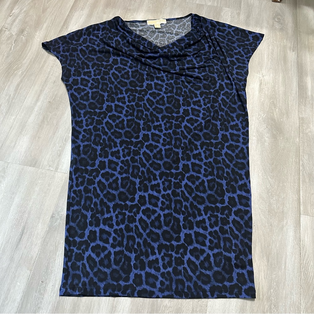 Michael Kors Blue Animal Print Stretch Dress Sz XS